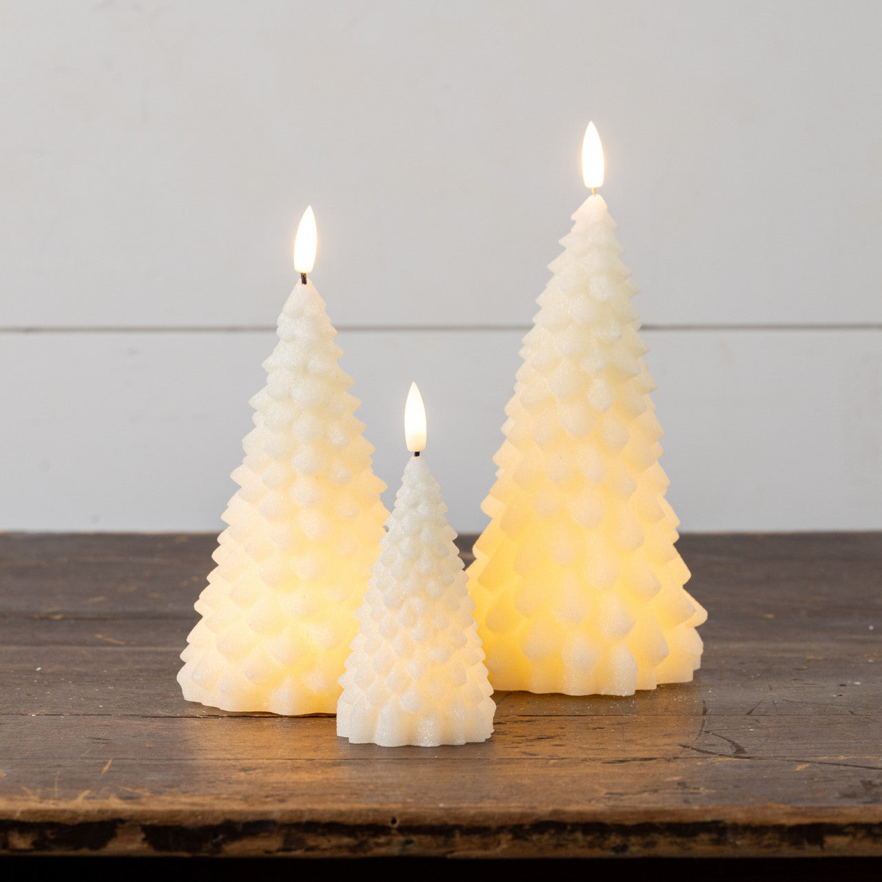 5.5" CREAM 3D FLAME FIR TREE CANDLE