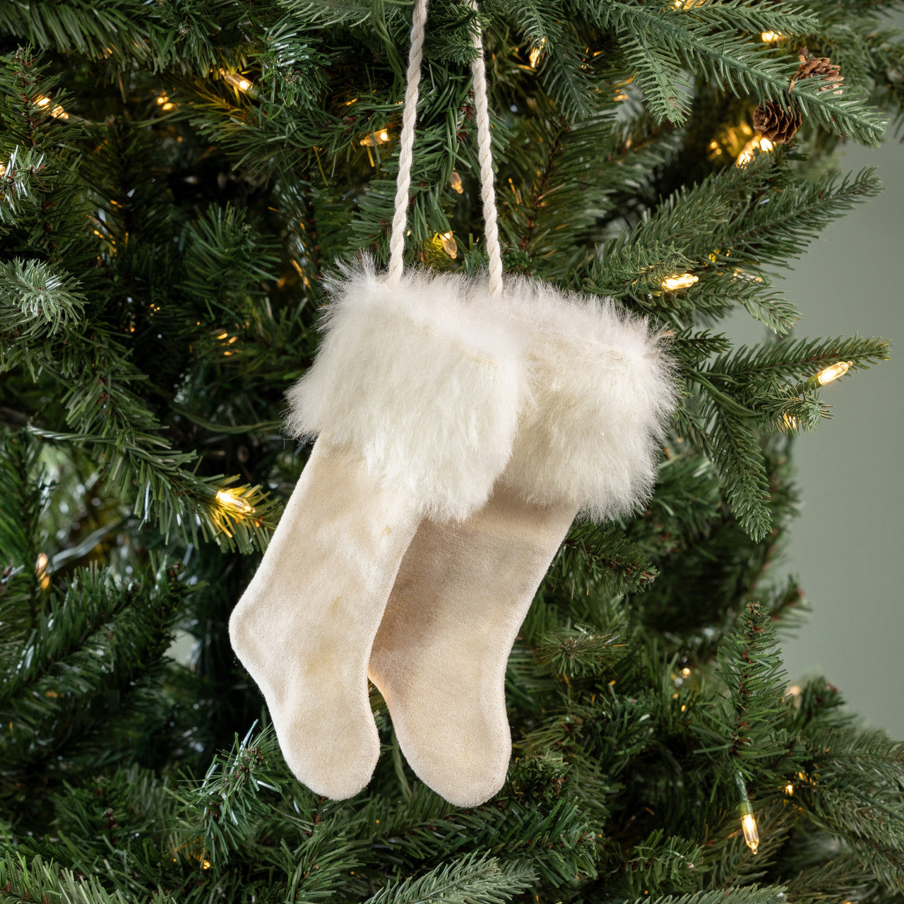 Pair of Cream Velvet Stockings