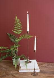 Set of 2 - Tall Antique Brass Taper Candle Holder