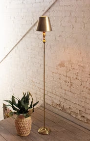 Antique Gold Floor Lamp with Metal Shade