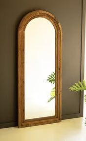 Arched Top Wood Framed Floor Mirror