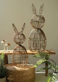 Set of Two Twig and Iron Rabbits