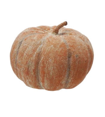Metal & Paper Mache Pumpkin, Distressed Finish, Orange Color - Large