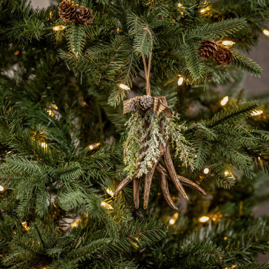 Antler Ornament W/ Bow & Foliage