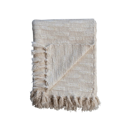 60"Lx50"W Cotton Blend Throw