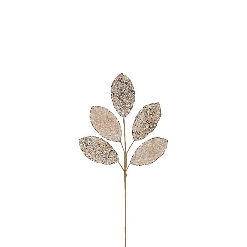 32250-25in Spray-Beaded Metallic Magnolia Leaves x5-CHAM