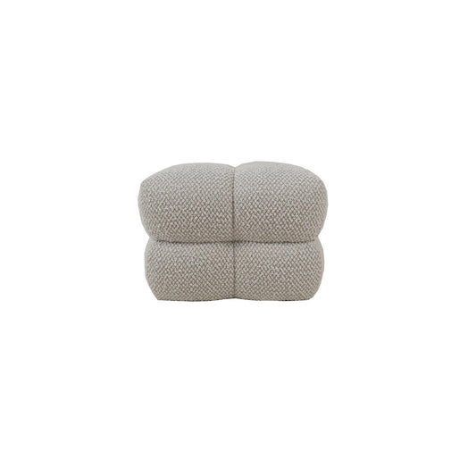 Bouclé Fabric Upholstered Tufted Ottoman, Cream Color