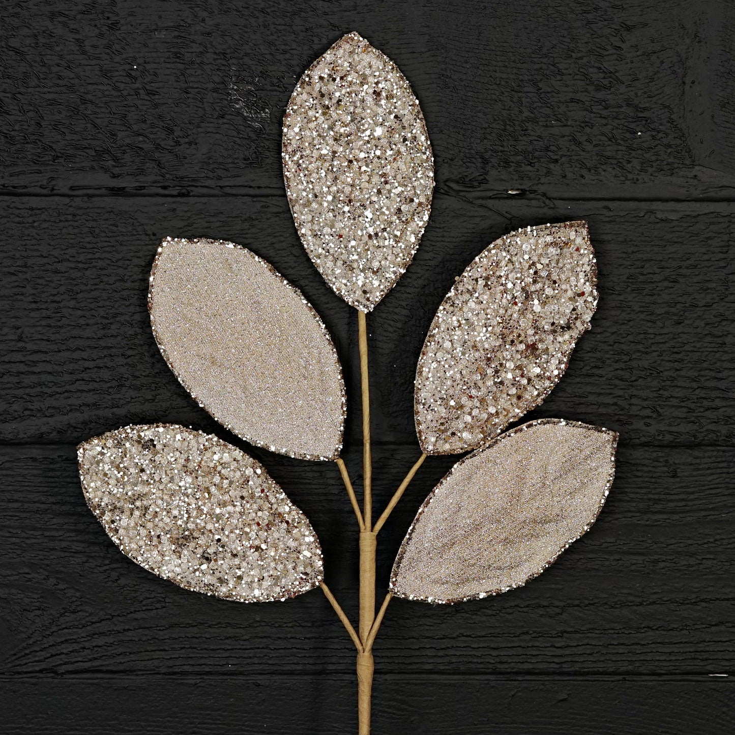 32250-25in Spray-Beaded Metallic Magnolia Leaves x5-CHAM