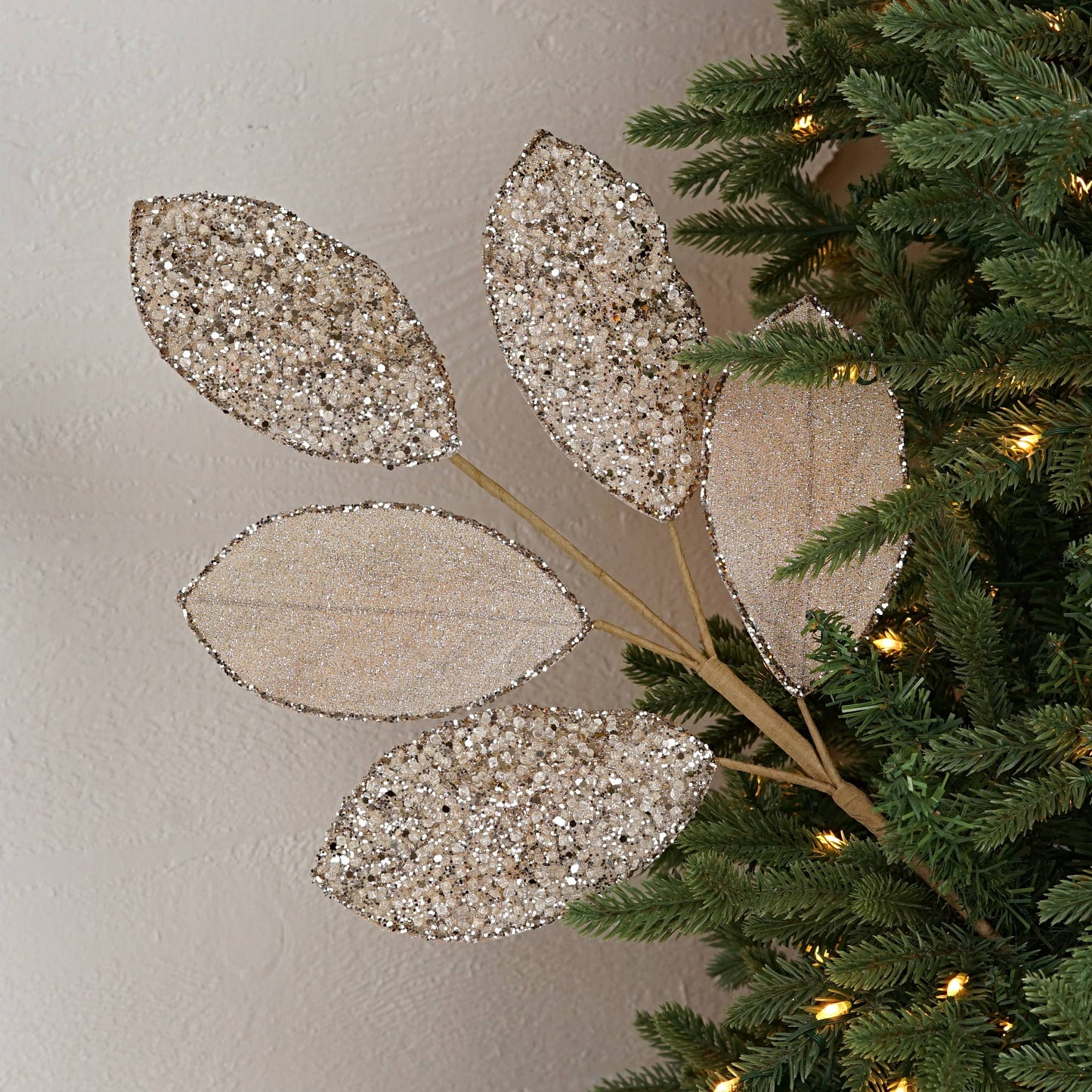 32250-25in Spray-Beaded Metallic Magnolia Leaves x5-CHAM