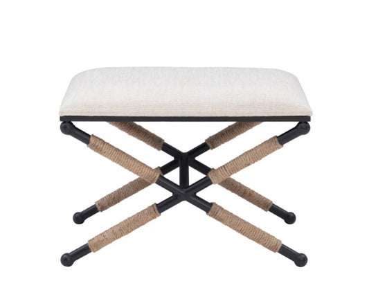 Campaign Linen Accent Stool