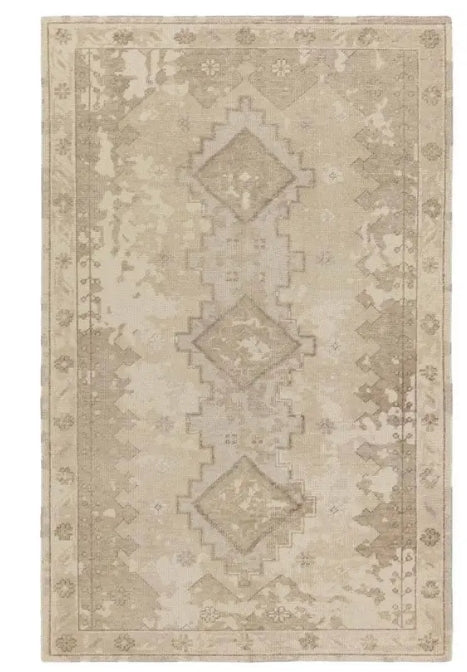 Kai Cream and Gray Hand Knotted Area Rug 5x8