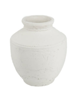 White Round Terracotta Vase