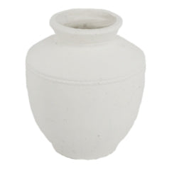 White Round Terracotta Vase - Large