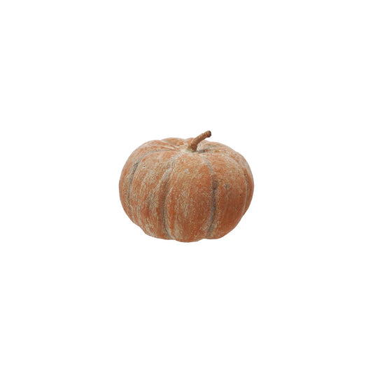 Metal & Paper Mache Pumpkin, Distressed Finish, Orange Color - Small
