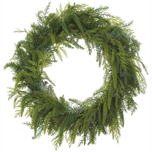 25" Soft PE Cedar Mixed Pine Wreath Green