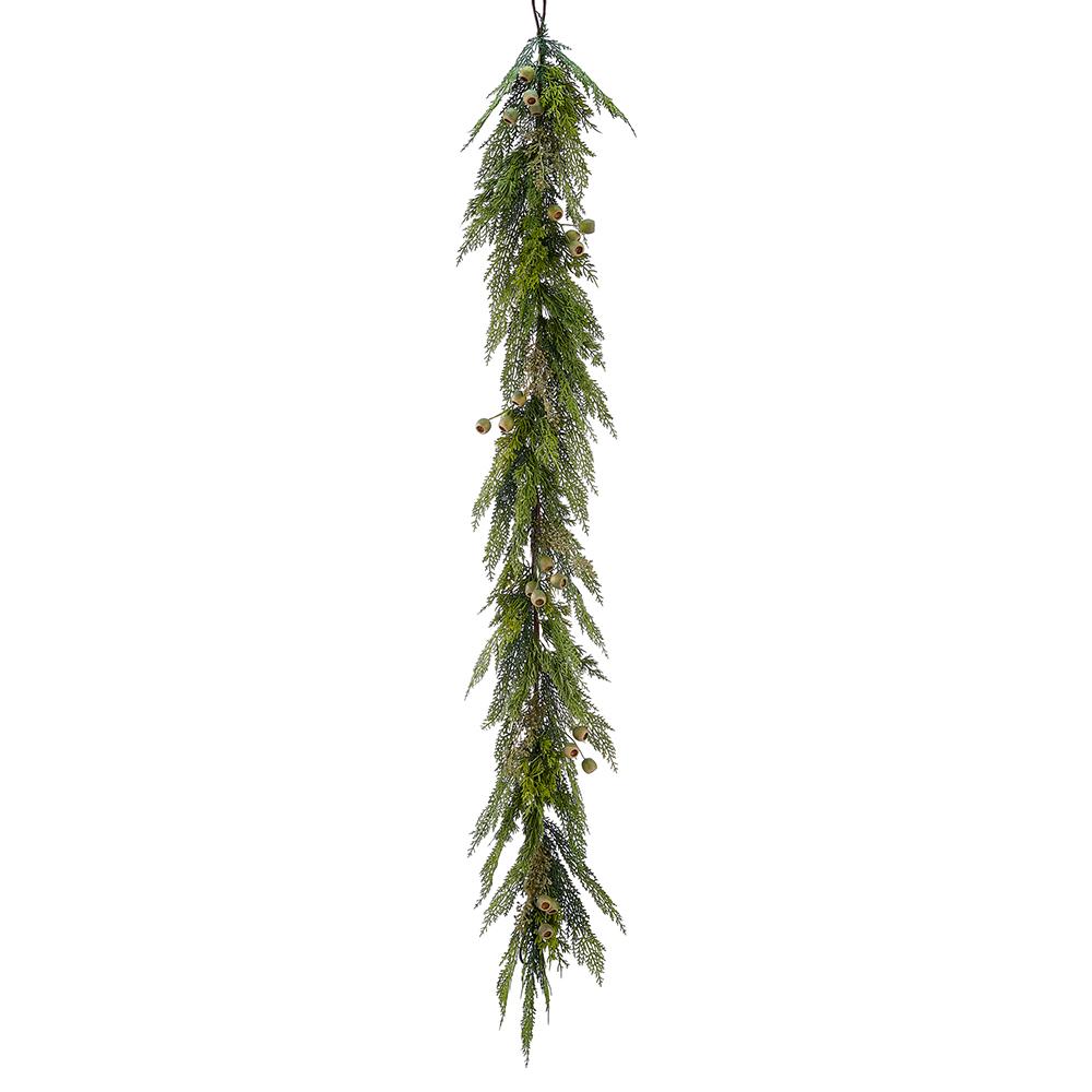 6' Eucalyptus Seed/Pod/Mixed Pine Garland Green