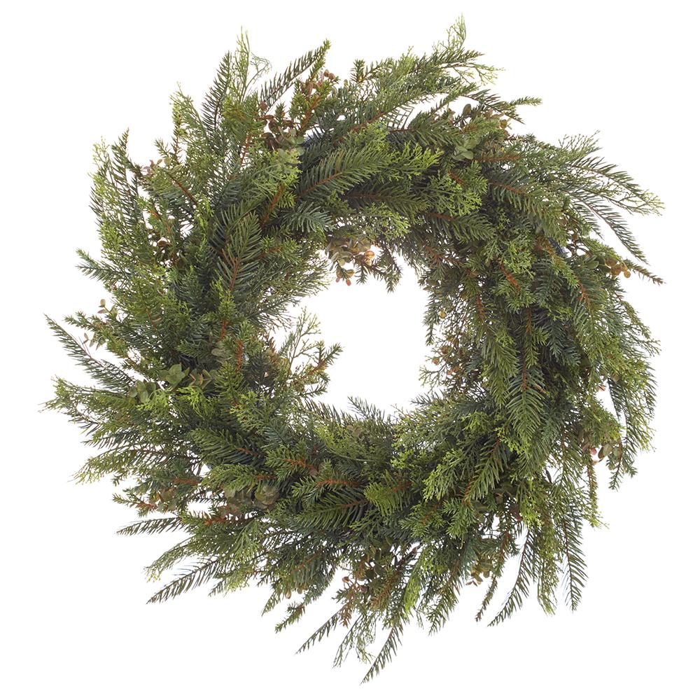 24" Mixed Cedar/Pine Wreath  Green