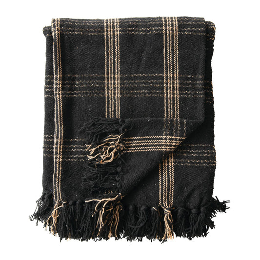Woven Cotton Throw with Fringe
