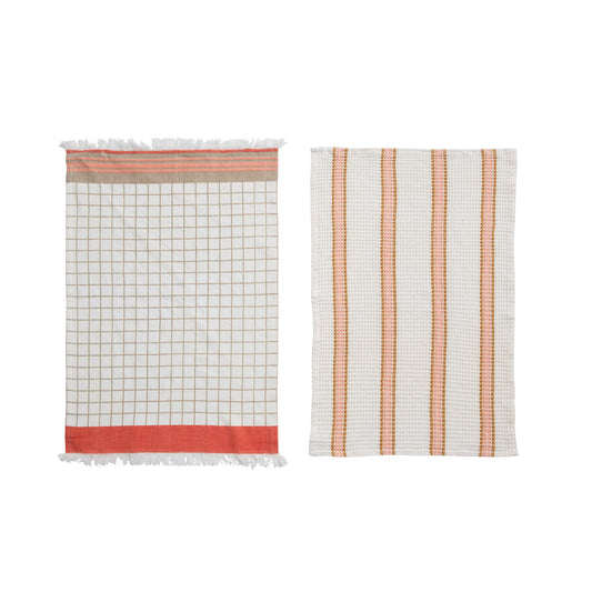 Cotton Tea Towel with Pattern, 2 Styles