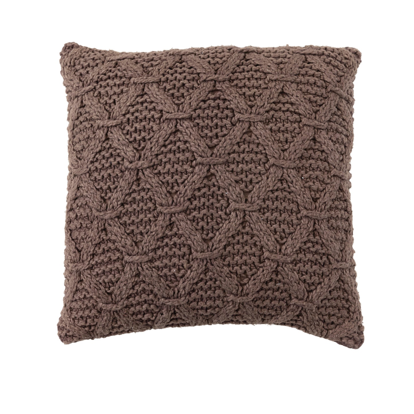 Cotton Slub Pillow w/ Diamond Pattern, Polyester Fill