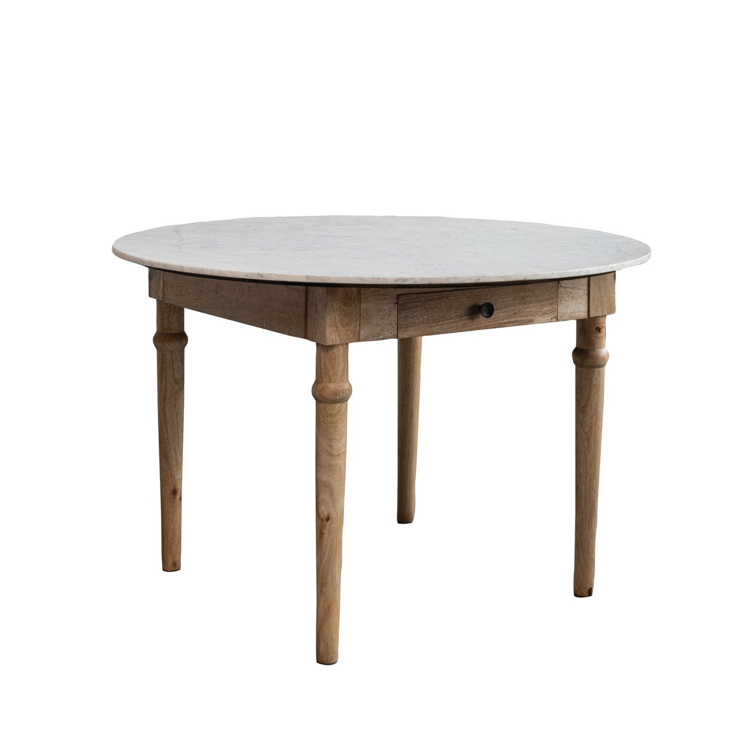 Mango Wood Dining Table with Drawer & Marble Top, KD
