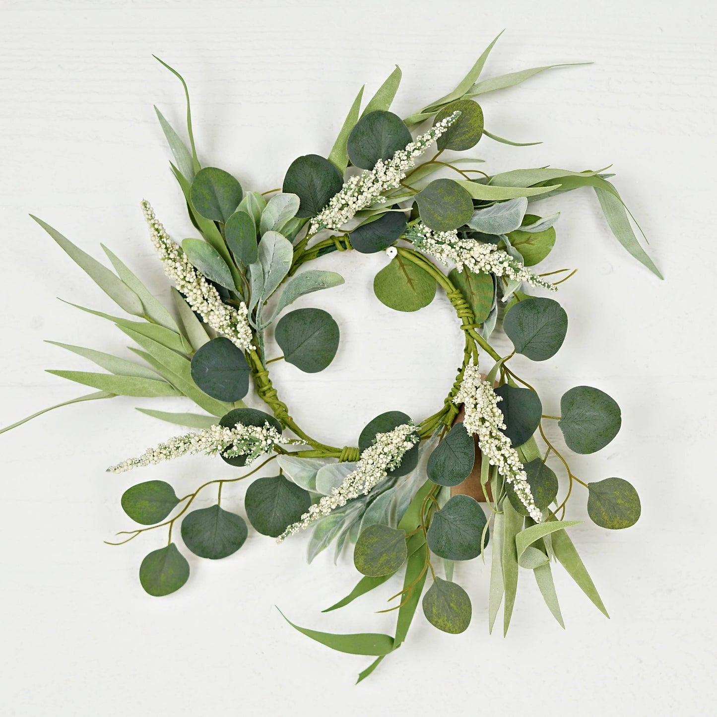 15in(6) Wreath-Mixed Eucalytus,Lamb Ear and Heather