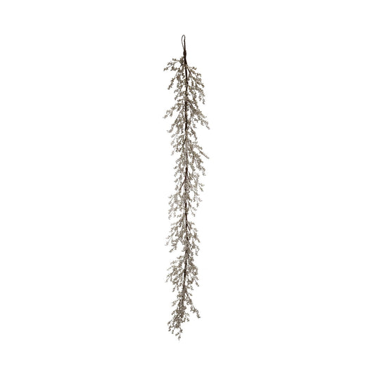 72"L x 6"H Faux Berry Garland, Antique Silver Finish