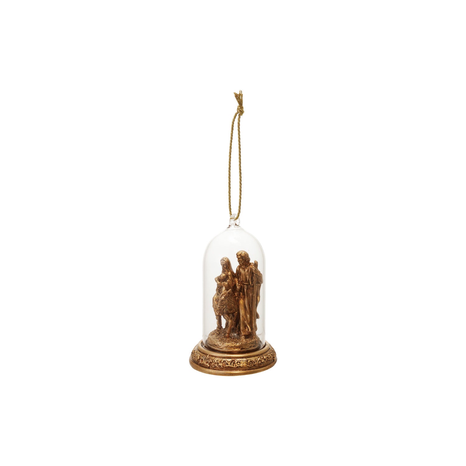 Resin Cloche Holy Family Ornament with LED Light (Batteries Included)