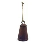 Metal Bell Ornament with Jute Hanger, Distressed Rust Finish 6.5"