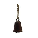 Metal Bell Ornament with Jute Hanger, Distressed Rust Finish