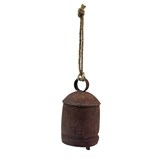 Metal Bell Ornament with Jute Hanger, Distressed Rust Finish