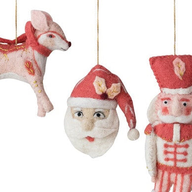 Handmade Wool Felt Santa Head Ornament ©