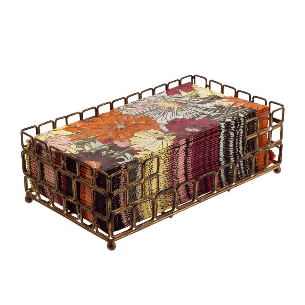 Square Links Paper Guest Towel Metal Napkin Holder Caddy Aged Gold