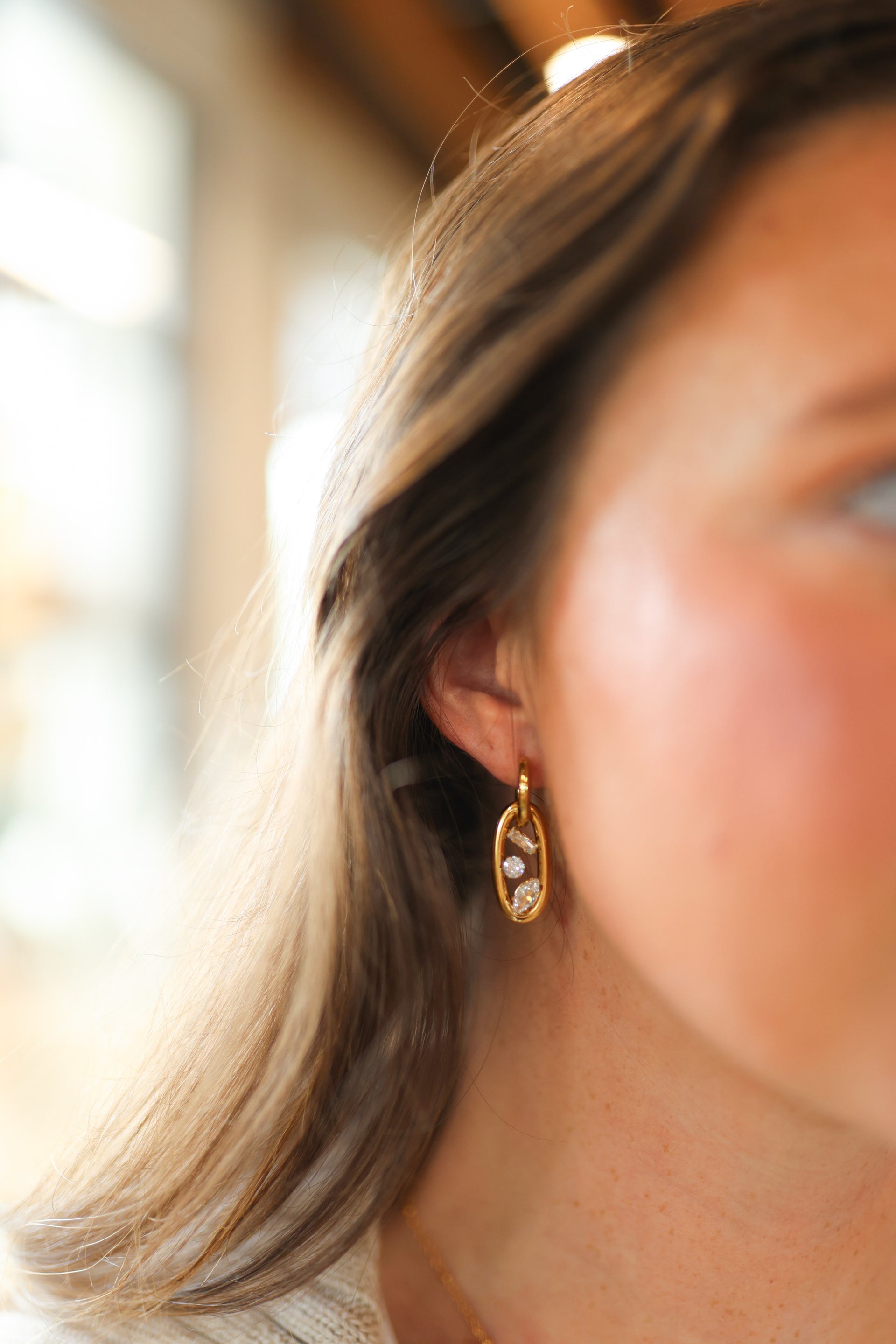 Trio Stone Oval Hoops Water Resistant