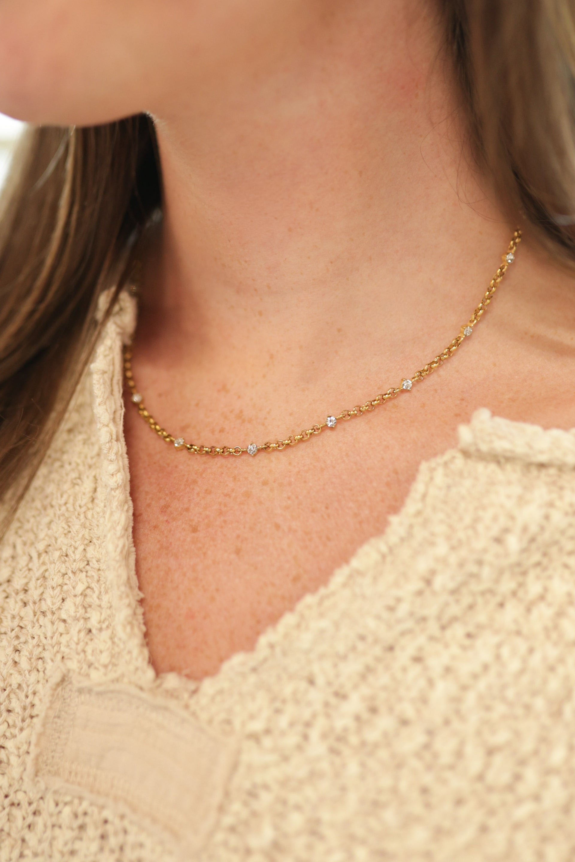 CZ Gold Layered Stainless Steel Necklaces Waterproof