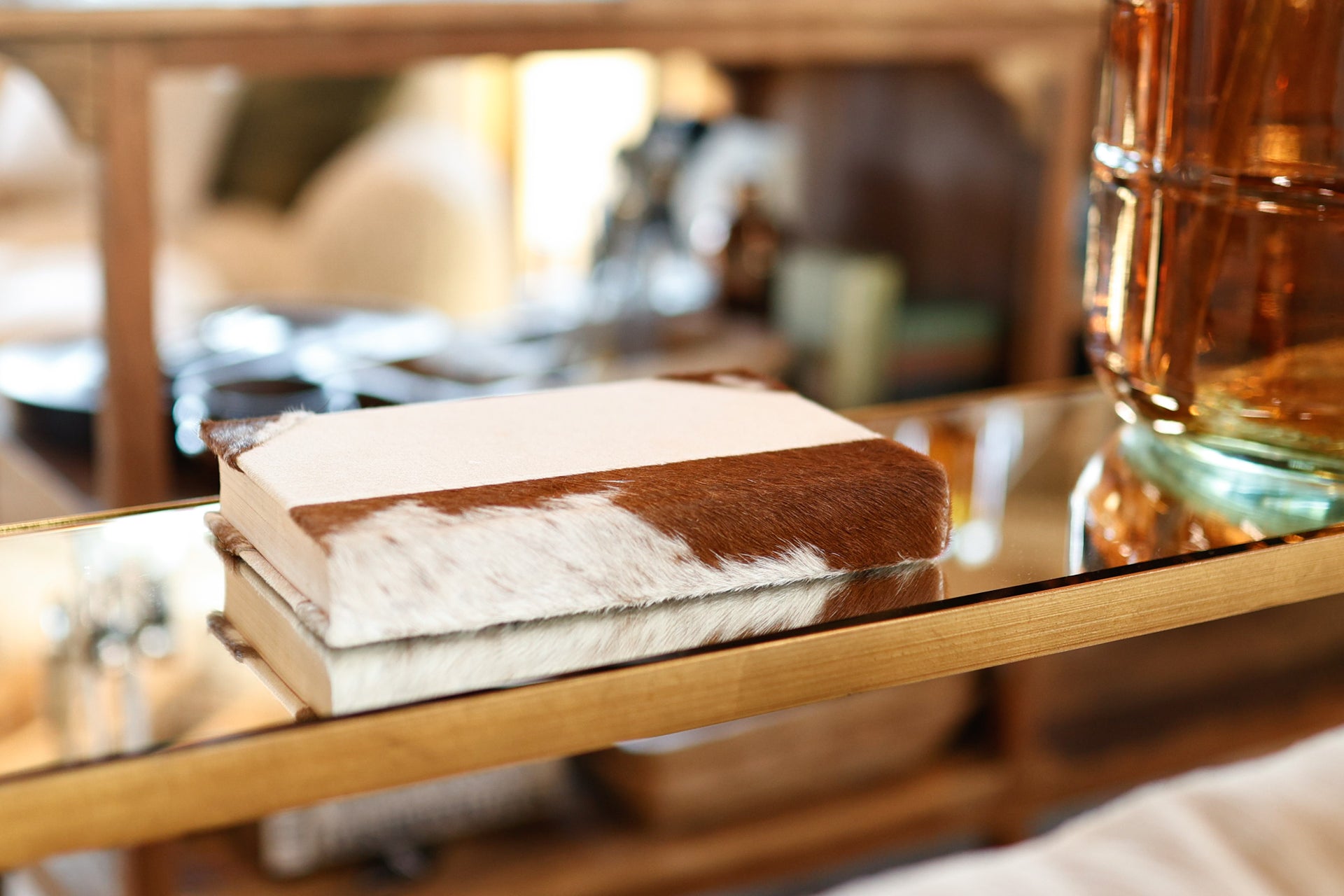 Cow Hide Book in Brown and White