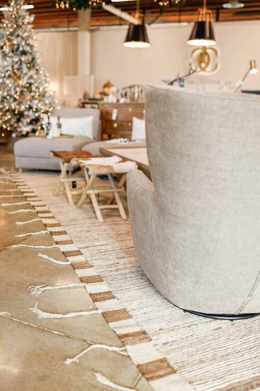 Modern Stripe Moroccan Turkish Rug with Tassels