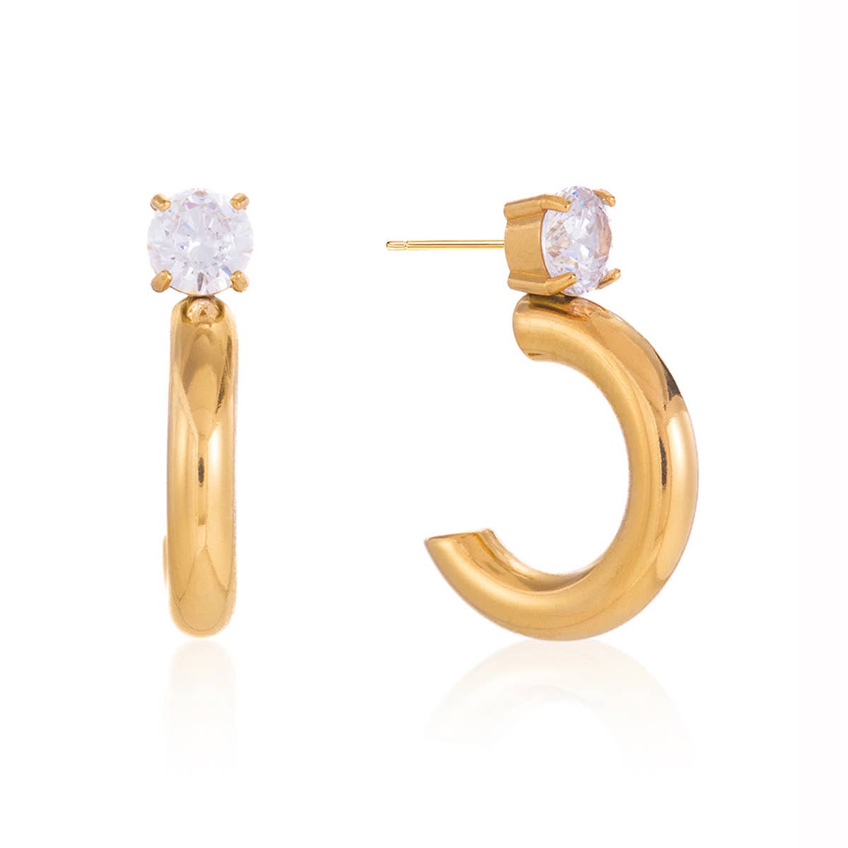 Solitaire Hoop Earrings Water Resistant