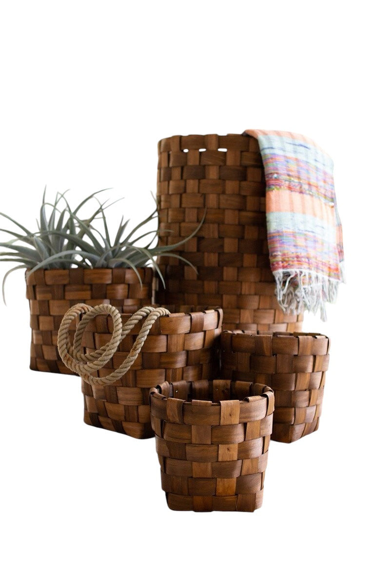 (Medium) Nesting Round Chipwood Baskets