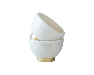 White and Gold Marble Pedestal Bowl