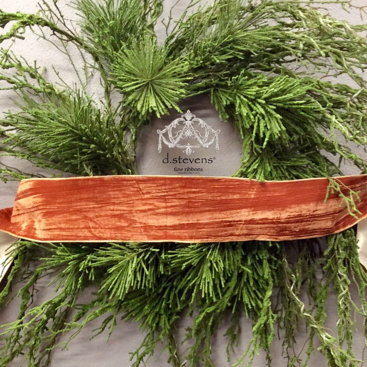 6" X 70" Velvet Vintage Sash Persimmon with Gold back
