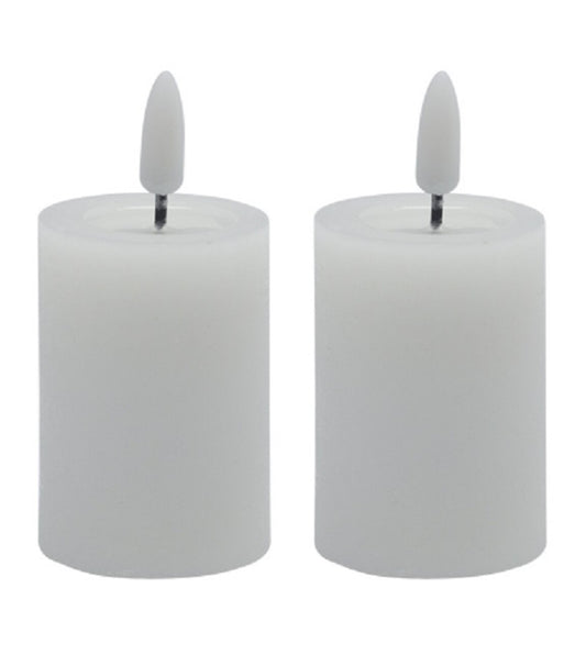 White Flameless Pillar (Set of 2)