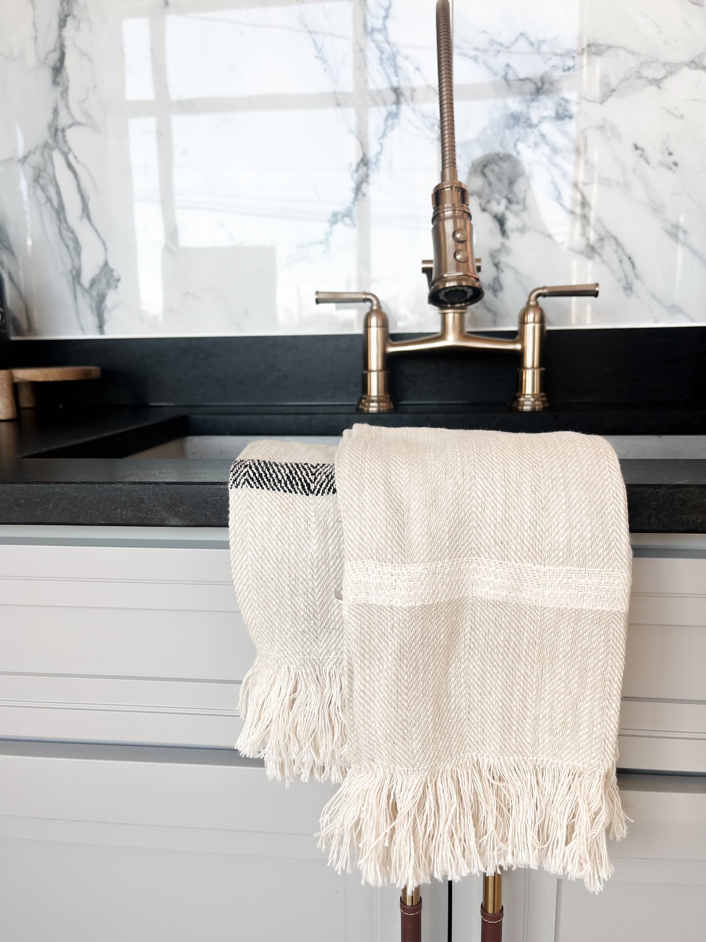 Striped Tea Towels with Fringe, Set of 2 Each