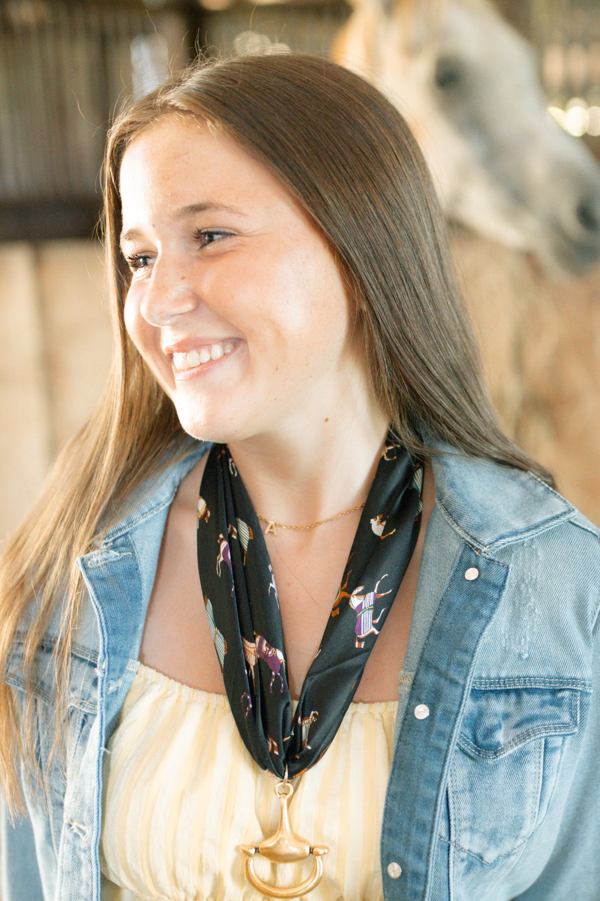 Carousel Silk Scarf Tie with Bit Charm