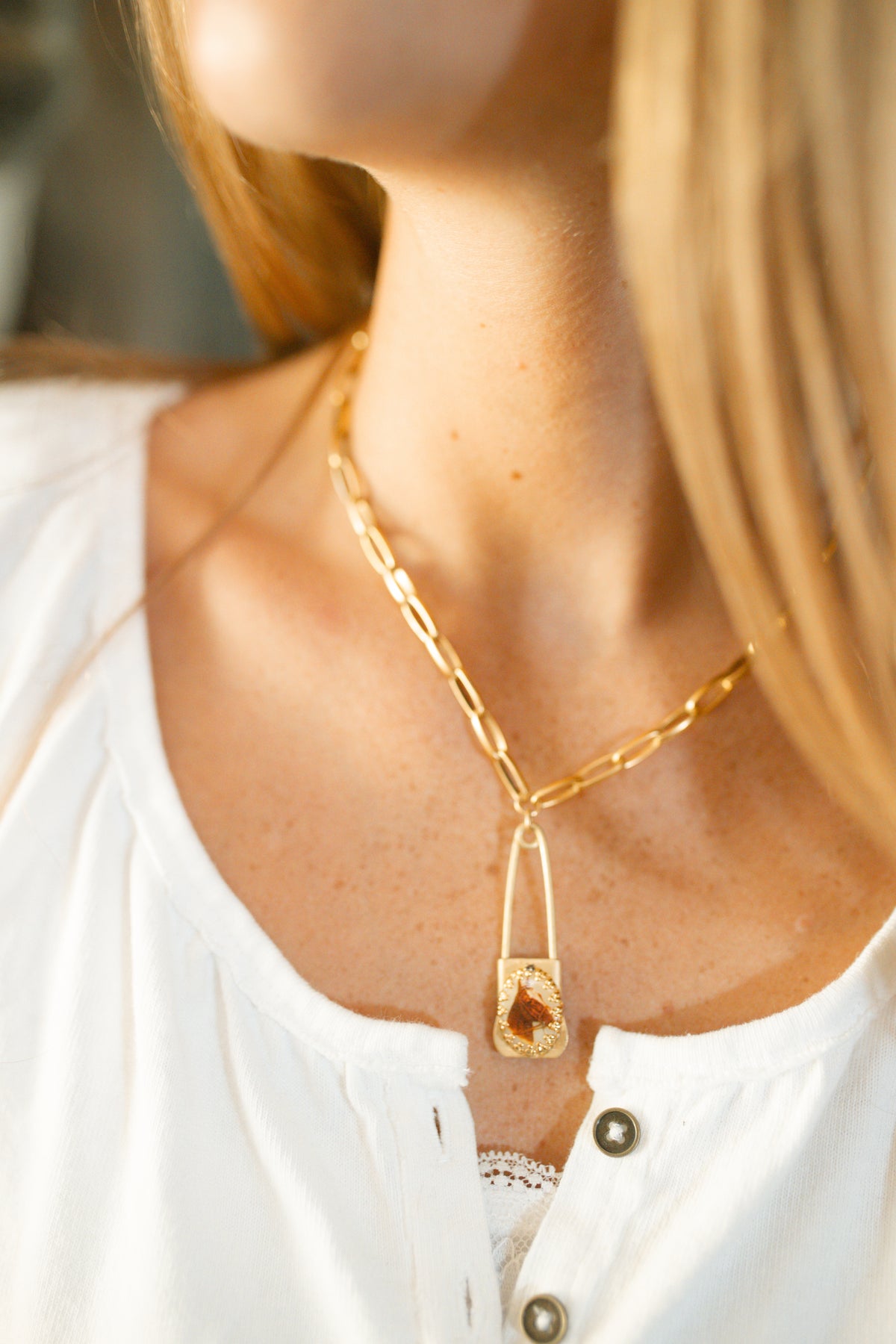 Crystal Horseshoe Drop Necklace