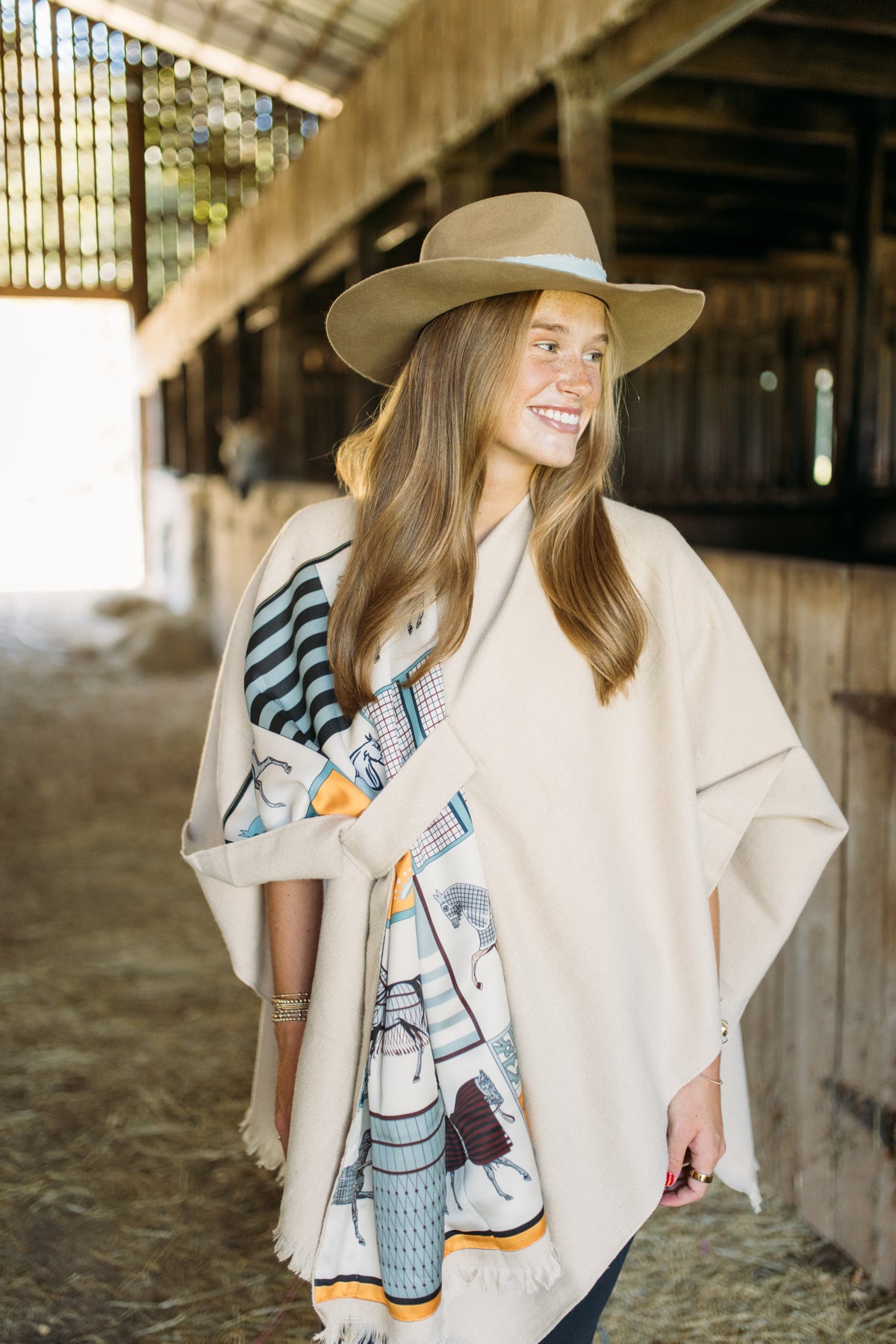 Beige Horse Shawl Wrap