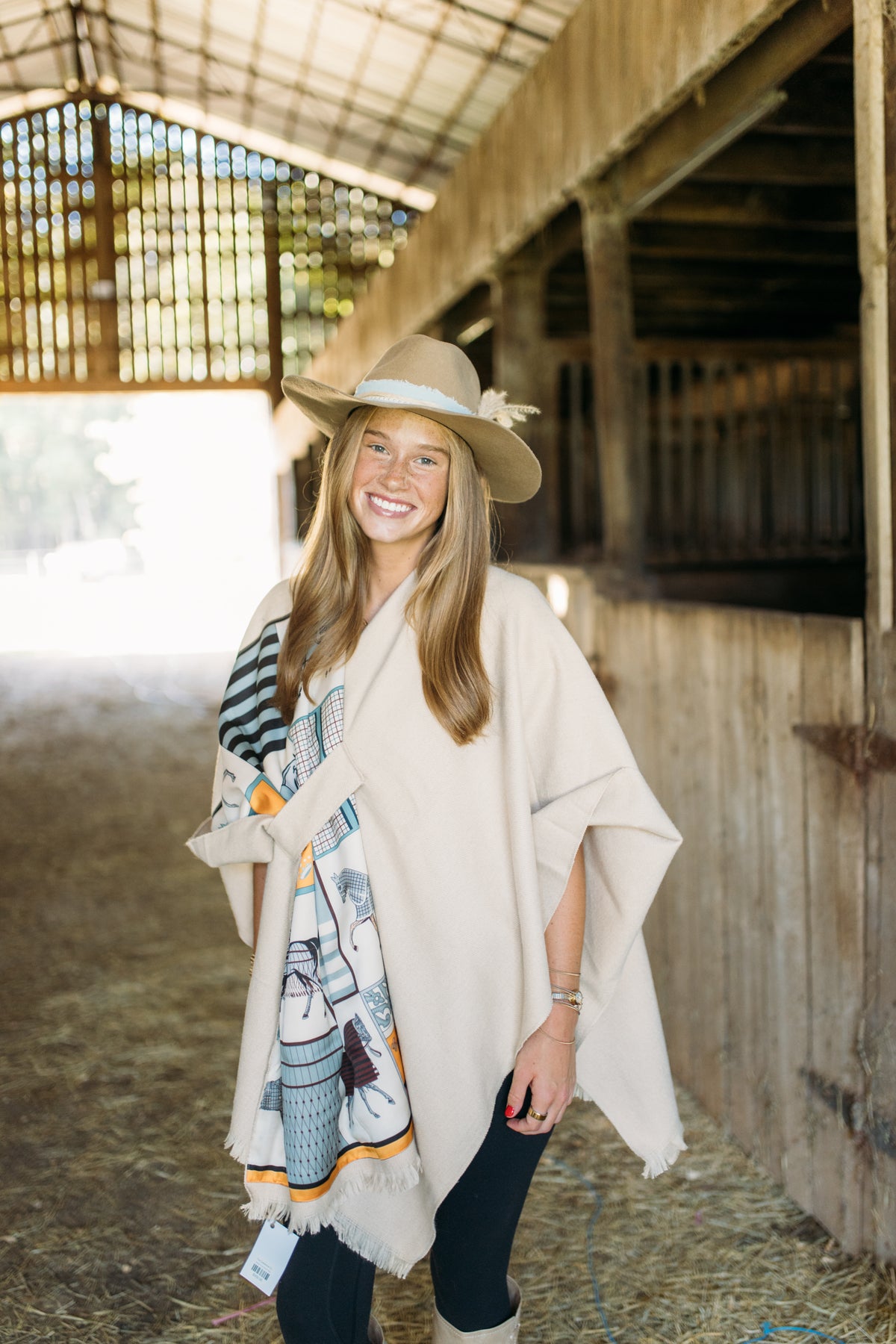 Beige Horse Shawl Wrap