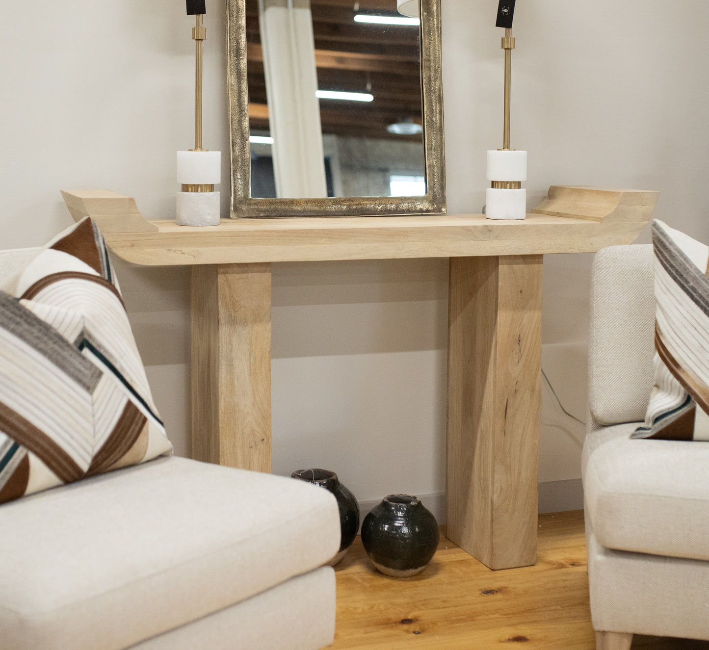 Mango Wood Console Table Oak Finish