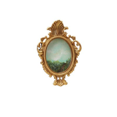Pewter & Glass Standing Photo Frame with Art - 4” Frame