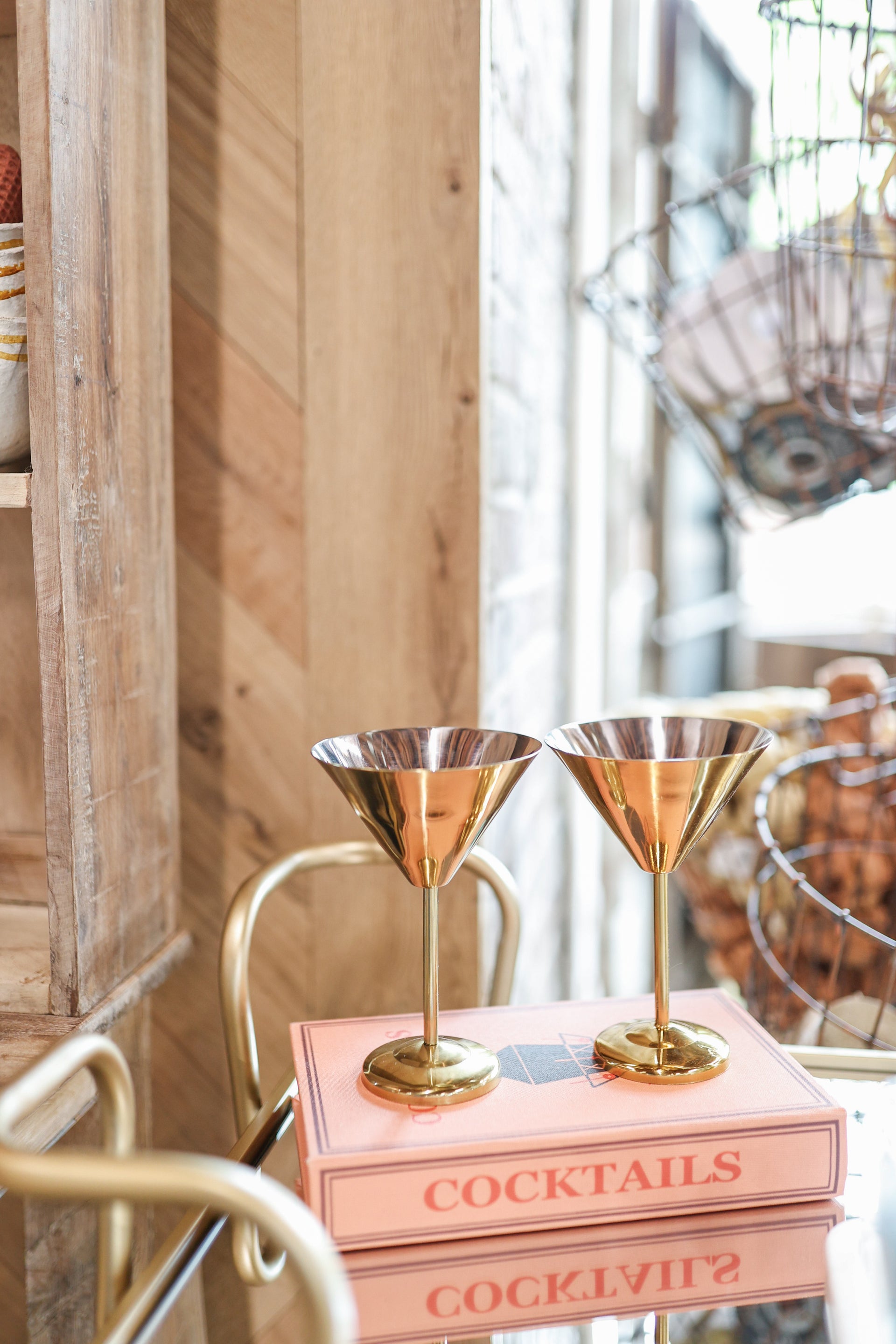 8 oz. Stainless Steel Martini Glass, Gold Finish (Set of 2)